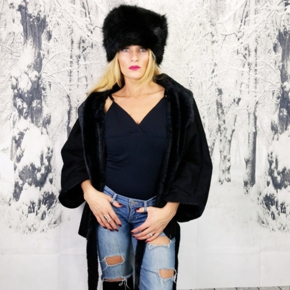 Russian Fur Hat Black Faux Fur - Picture 4 of 4